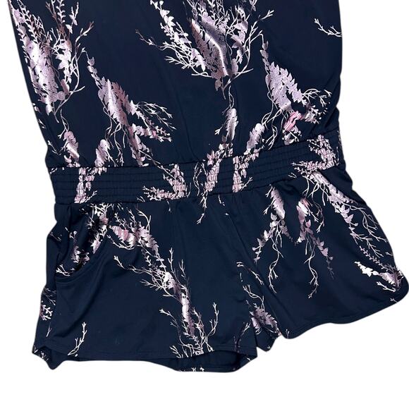 Sweaty Betty Horizon Playsuit Romper Athletic Metallic Black Floral size Small - Picture 7 of 8